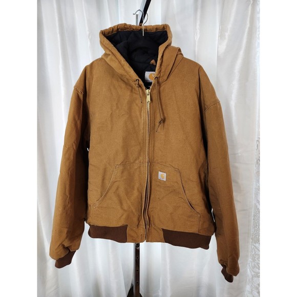 Carhartt Other - Carhartt J140 BRN Coat Men's 2XL Duck Canvas Hooded Jacket Union USA Quilt Lined